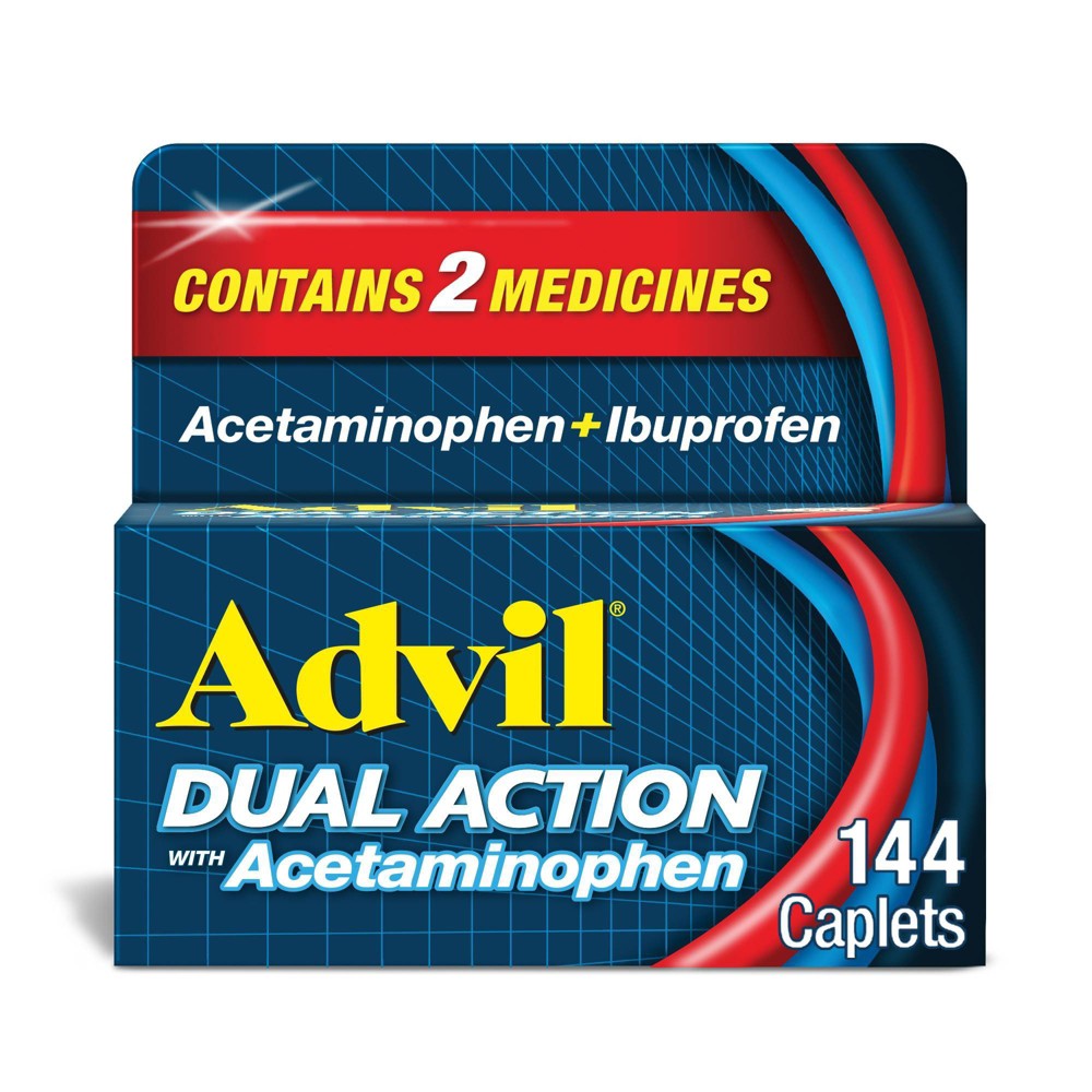 Advil Dual Action Acetaminophen 250mg + Ibuprofen 125mg Coated Caplets - 144ct - Bellso